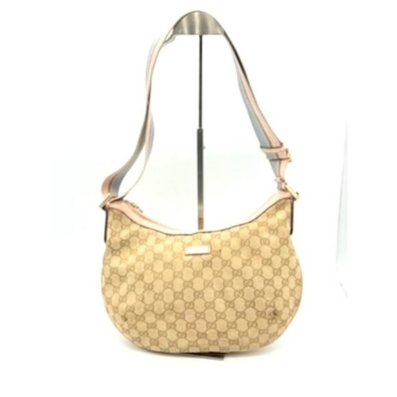 Gucci Monogram Web Medium Half Moon pastel Accents Canvas W/Leather trim. - Picture 1 of 16